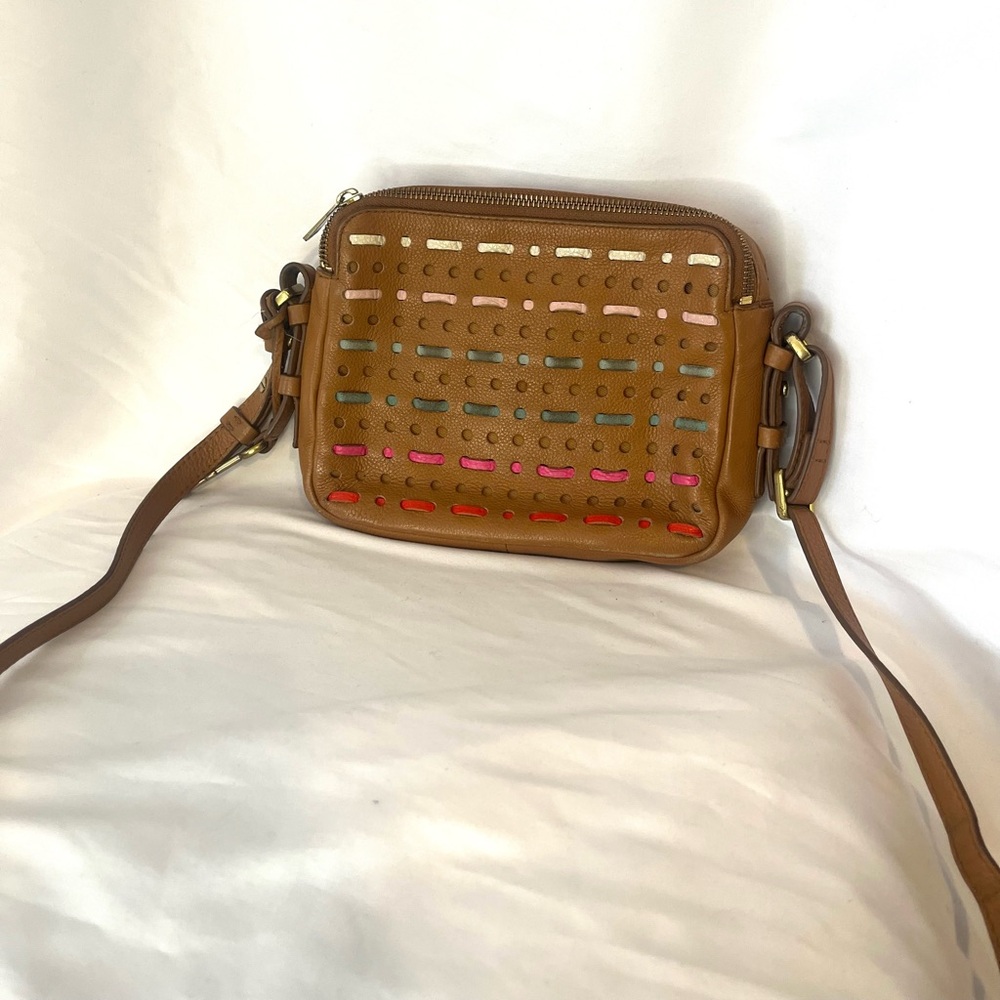 Fossil Tan Crossbody with Multicolor Inlay